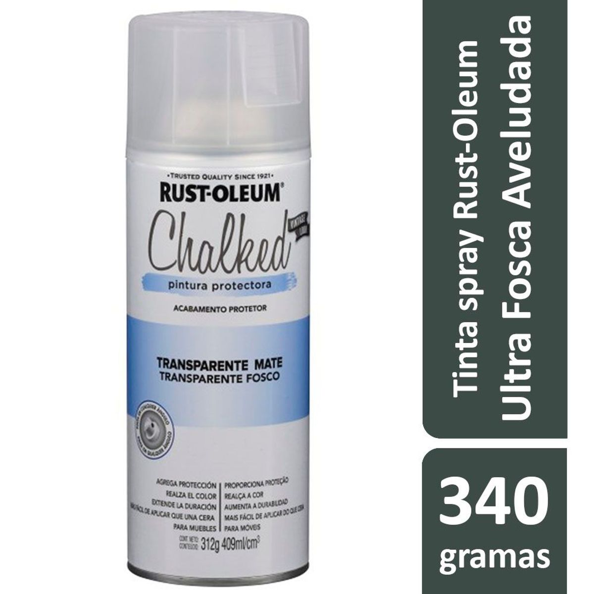 Tinta Spray Chalked 340G Efeito Giz/Aveludado Ultra Fosco Transparente Fosco Rust-Oleum, marca Rust-Oleum - Foto Principal