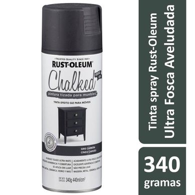 Tinta Spray Chalked 340G Efeito Giz/Aveludado Ultra Fosco Cinza Carvo Rust-Oleum