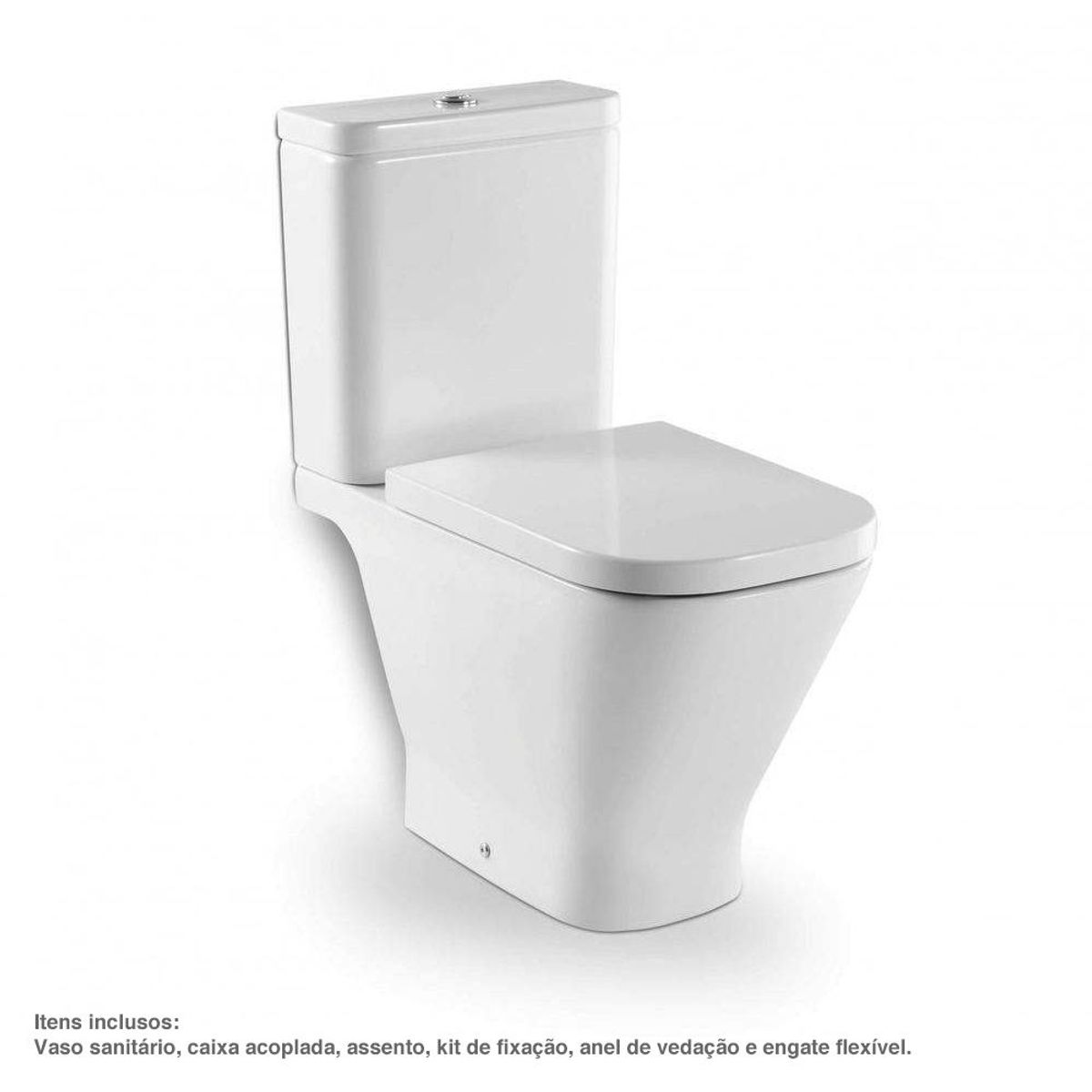 Kit Completo Vaso Sanitário com Caixa Acoplada e Assento Gap Branco, marca Roca - Foto 2
