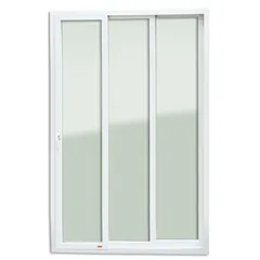 Porta de Correr com Cremona PVC Branco 3 Folhas Móveis 210x180x11cm Itec