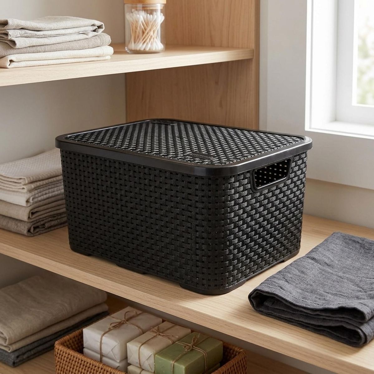 Caixa Organizadora com Tampa Rattam M 8,5L Preto, marca Nitron - Foto 2