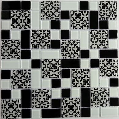 Pastilha de Vidro Fiori Fiel 30X30 Black/White