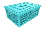 Cesto Organizador com Tampa 18,2x32,7x45,2cm Azul Turquesa