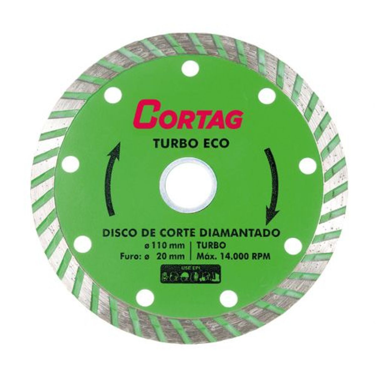 Disco Diamantado Eco Turbo 110mm Verde, marca Cortag - Foto Principal
