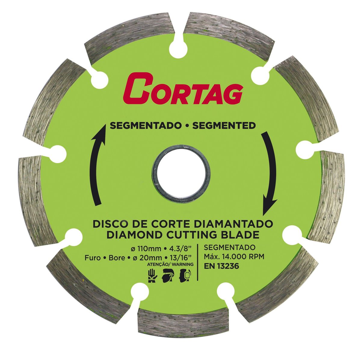 Disco Diamantado Segmentado 110mm Verde, marca Cortag - Foto Principal