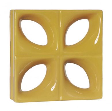Tijolo Vazado Esmaltado Folha 24,5x24,5cm Amarelo Girassol