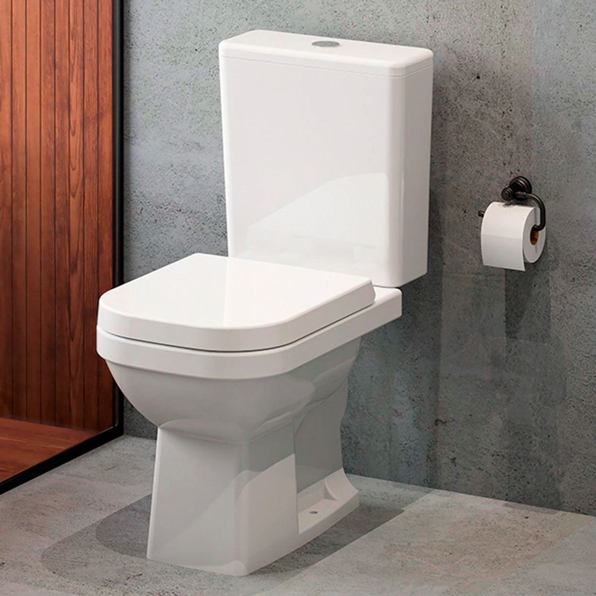 Kit Vaso Sanitário com Caixa Acoplada e Assento Branco Duplo Acionamento 3/6L Vertical Quadra Deca, marca Deca - Foto 2