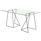 Mesa de Jantar com Tampo em Vidro 75x95x95cm Preto