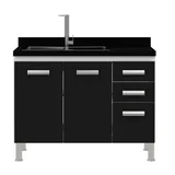 Gabinete Alfa 55x114cm Preto