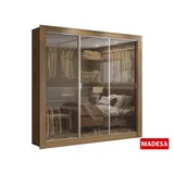 Roupeiro Live Vidro Relfex 56x205x170cm 3 Portas Rustico