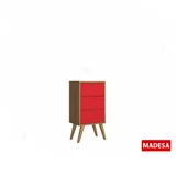 Gaveteiro Geo Madeira Rustico 30x74x36cm 3 Gavetas Vermelho