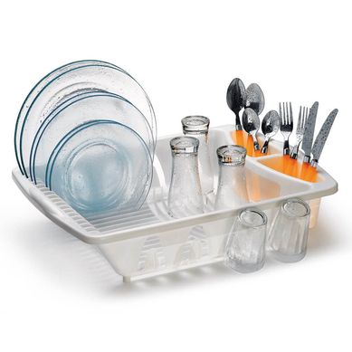 Escorredor Pratos Compacto Rattan 33,4x22,6cm Branco 