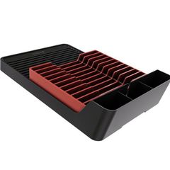 Escorredor de Pratos T Cinza Vermelho 42,5x28,2x25,5cm Cinza