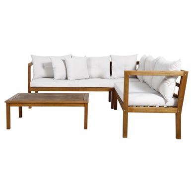 Conjunto para Varanda Greenville 4 Peas Marrom e Branco Just Home Collection