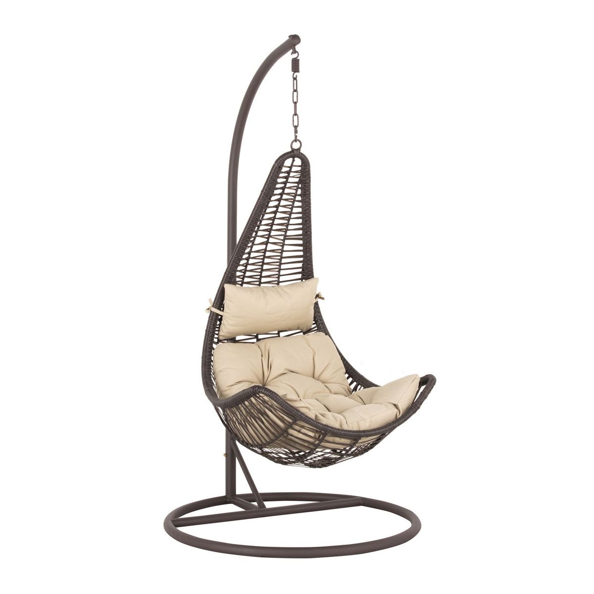 Cadeira Suspensa Egg com Suporte Marrom Just Home Collection, marca Just Home Collection - Foto 2