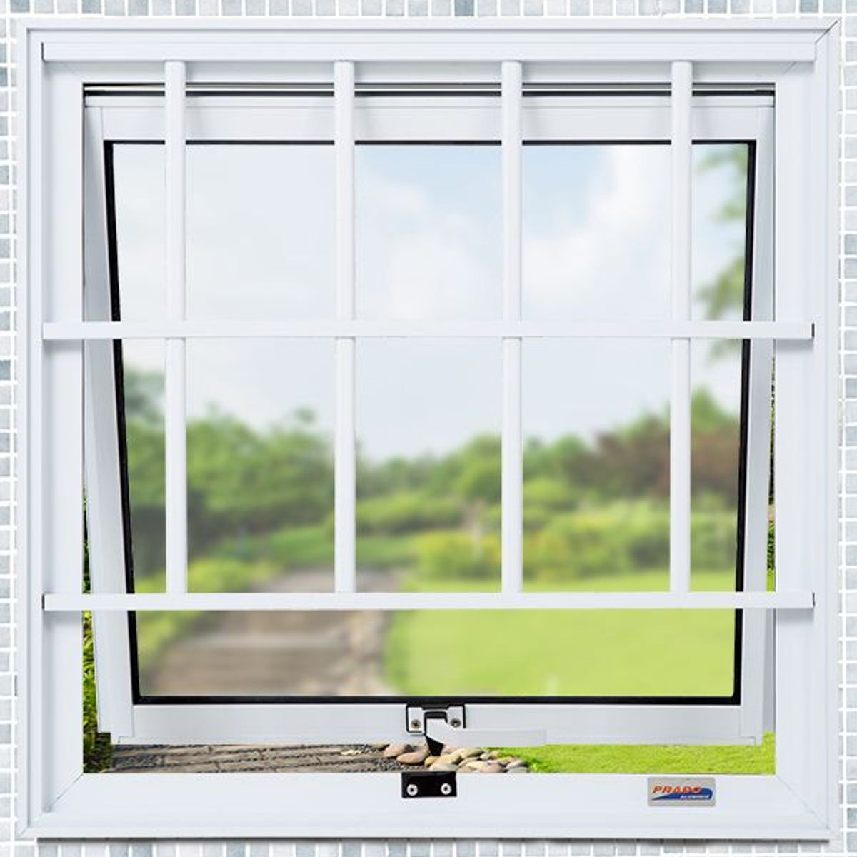 Janela Maxim-ar Alumínio Branco Com Grade 60x80x6,3cm Boldie, marca Prado - Foto 2