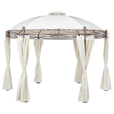 Gazebo Pergolado Redondo com Cortinas 3,5m Branco