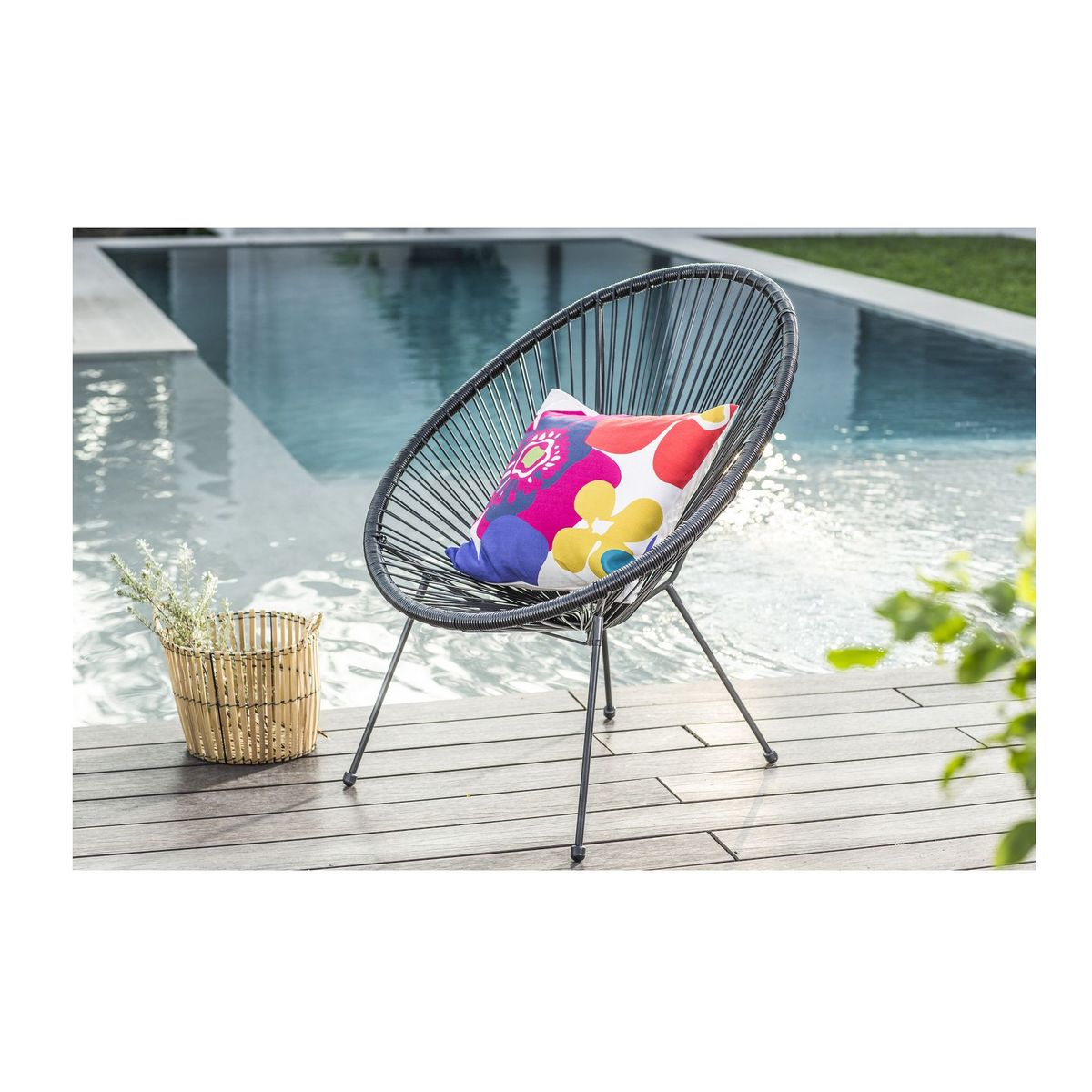 Cadeira Cozumel Ratan 71x79x86cm para Área Externa Preto, marca Just Home Collection - Foto 2