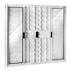 Janela Veneziana Alumínio Branco 6 Folhas Com Grade Central 100x120x8cm Ecosul