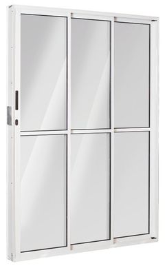 Porta de Correr Alumnio Branco 3 Folhas Esquerda 210x120x11,5cm Ecosul