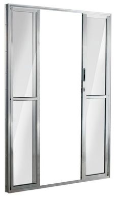 Porta de Correr Alum�nio Brilhante 4 Folhas Central 210x200x11,5cm Ecosul