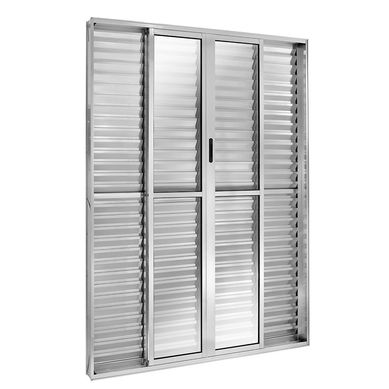 Porta Balco Veneziana de Correr Alumnio Brilhante 6 Folhas Central 210x200x11,5cm Ecosul