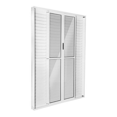 Porta Balco Veneziana de Correr Alumnio 6 Folhas Central 210x150x11,5cm Ecosul