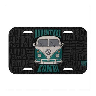 Placa de Carro Decorativa Kombi Lovers 15x30cm Azul