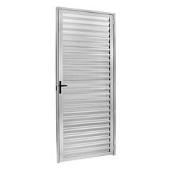 Porta Veneziana Ventilada Alumínio Brilhante Esquerda 210x70x5cm Ecosul