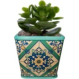 Cachepot Cerâmica Squared Portuguese Tile Pequeno 10x10x11cm Verde Urban