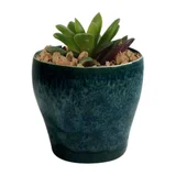 Cachepot Ceramica Cone Bottom Pequeno 10x10x10cm Azul