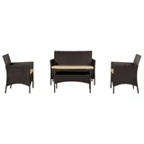 Conjunto de Mesa e Cadeira para Terraço Milano 4 Peças Marrom