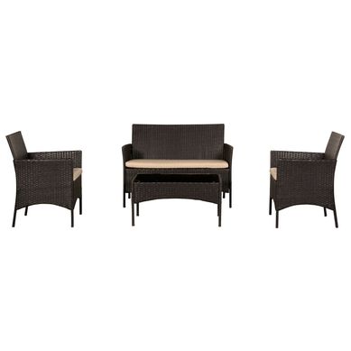 Conjunto de Mesa e Cadeira para Terrao Milano 4 Peas Marrom