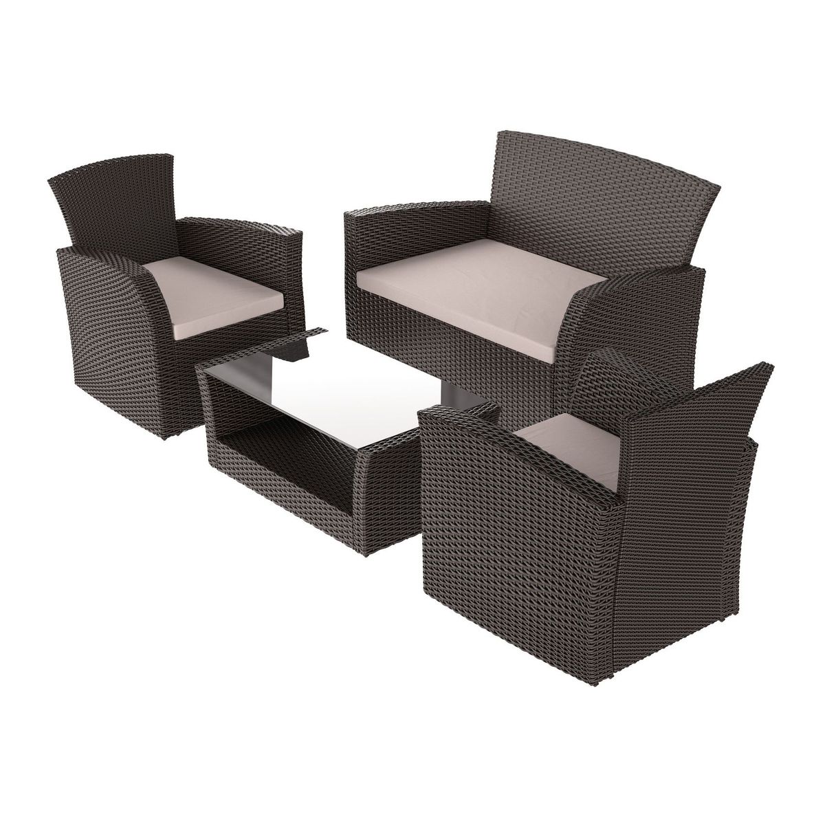 Conjunto para Jardim com Sofá, Poltrona e Mesa de Centro 4 Lugares Rattan Palermo, marca Just Home Collection - Foto 2