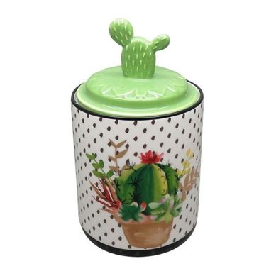 Potiche Decorativo Cermica Cactus Grande 770ml 11,3x11,3cm Verde