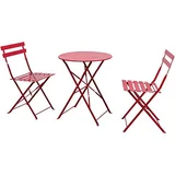 Conjunto de Mesa e Cadeira para Varanda Arezzo 3 Peças Vermelho