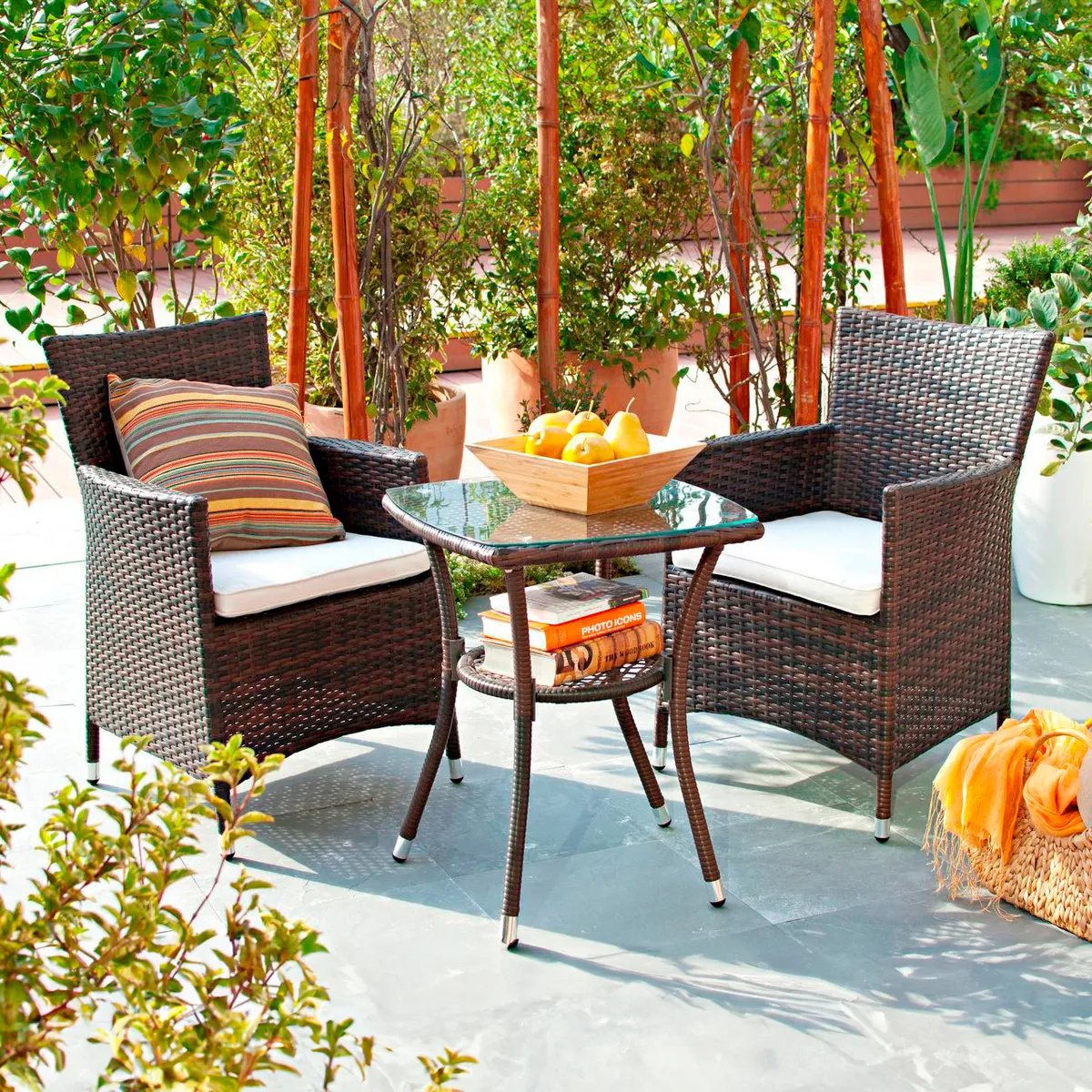 Conjunto de Varanda 3 Peças em Rattan Sintético Sidney Café Just Home Collection, marca Just Home Collection - Foto Principal