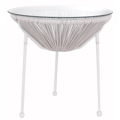 Mesa Cozumel 50cm Ratan PE para rea Externa Branco