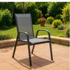 Cadeira Sling Empilhável Textileno Cinza Just Home Collection