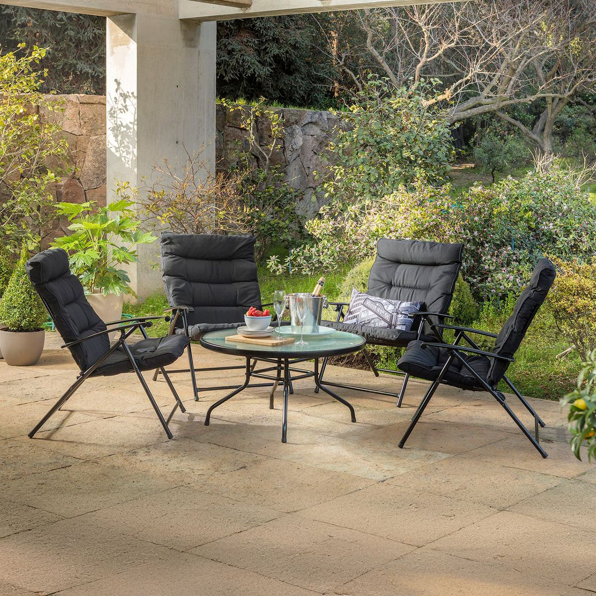 Conjunto Dobrável São Paulo 5 Peças Preto, marca Just Home Collection - Foto Principal