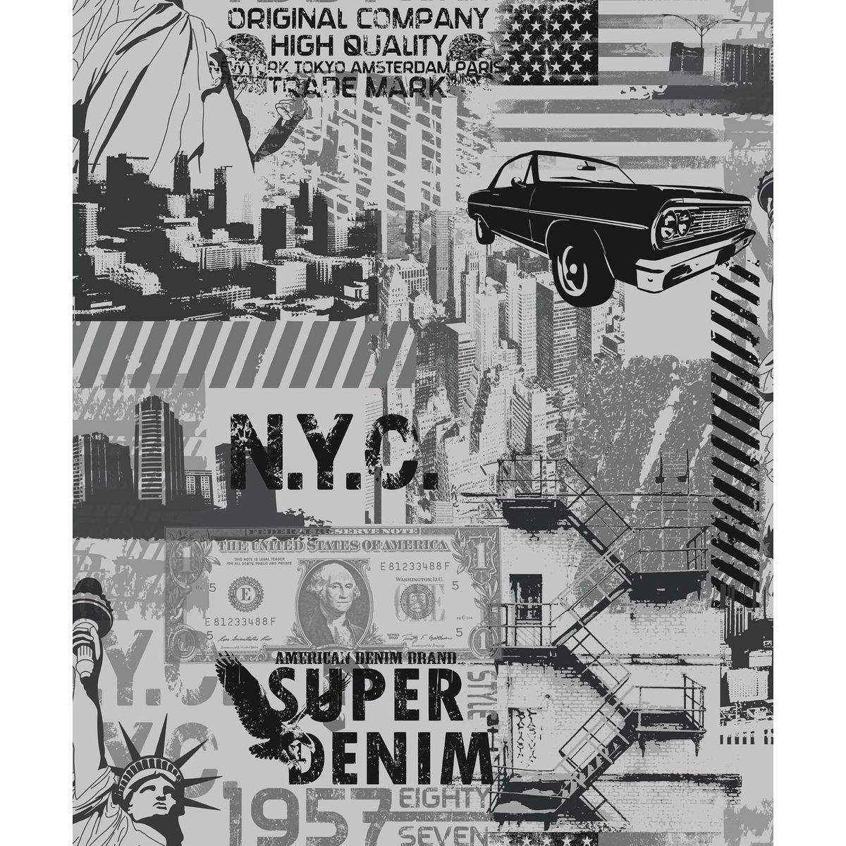 Papel de Parede Vinílico Freestyle 0,52x10m Cinza, marca Wiler K - Foto Principal