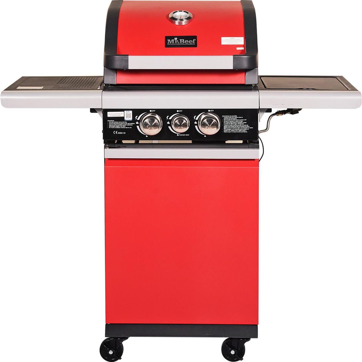Churrasqueira a Gás com 2 Queimadores Aço Vermelho e Preto, marca Mr Beef - Foto Principal