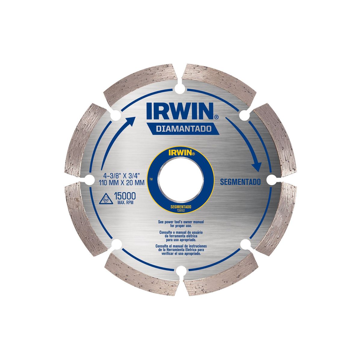 Disco Diamantado Segmentado Atc, 110mm, marca Irwin - Foto Principal