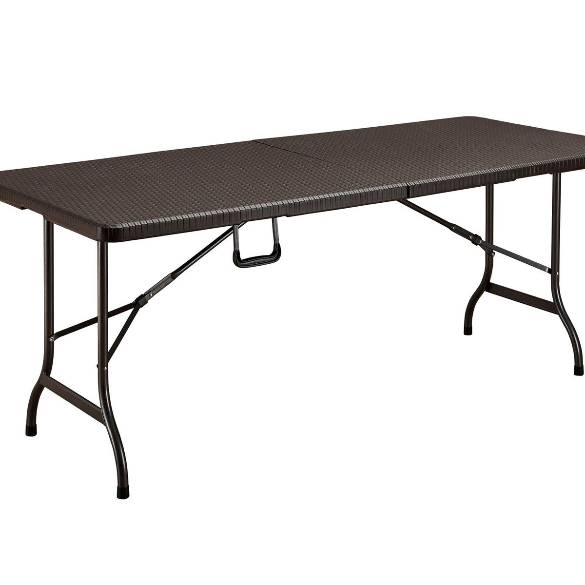 Mesa Dobrável Tipo Maleta Estampa Rattan 180cm Marrom Klimber, marca Just Home Collection - Foto 2