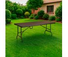 Mesa Dobrável Tipo Maleta Estampa Rattan 180cm Marrom Klimber
