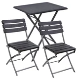 Kit 1 Mesa Dobrável 74x62cm Preto + 2 Cadeiras Dobráveis