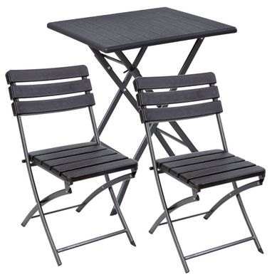 Kit 1 Mesa Dobrvel 74x62cm Preto + 2 Cadeiras Dobrveis