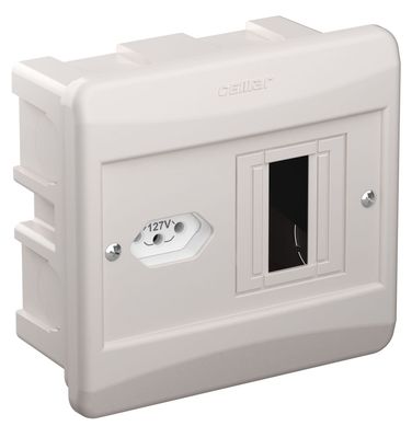 Quadro Com Tomada 10A Para Disjuntor (No Includo) Embutir Branco Para 2 Disjuntores