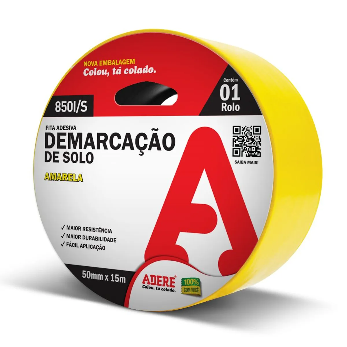 Fita Demarcacao de Solo 50mmx15m Amarelo, marca Adere - Foto Principal