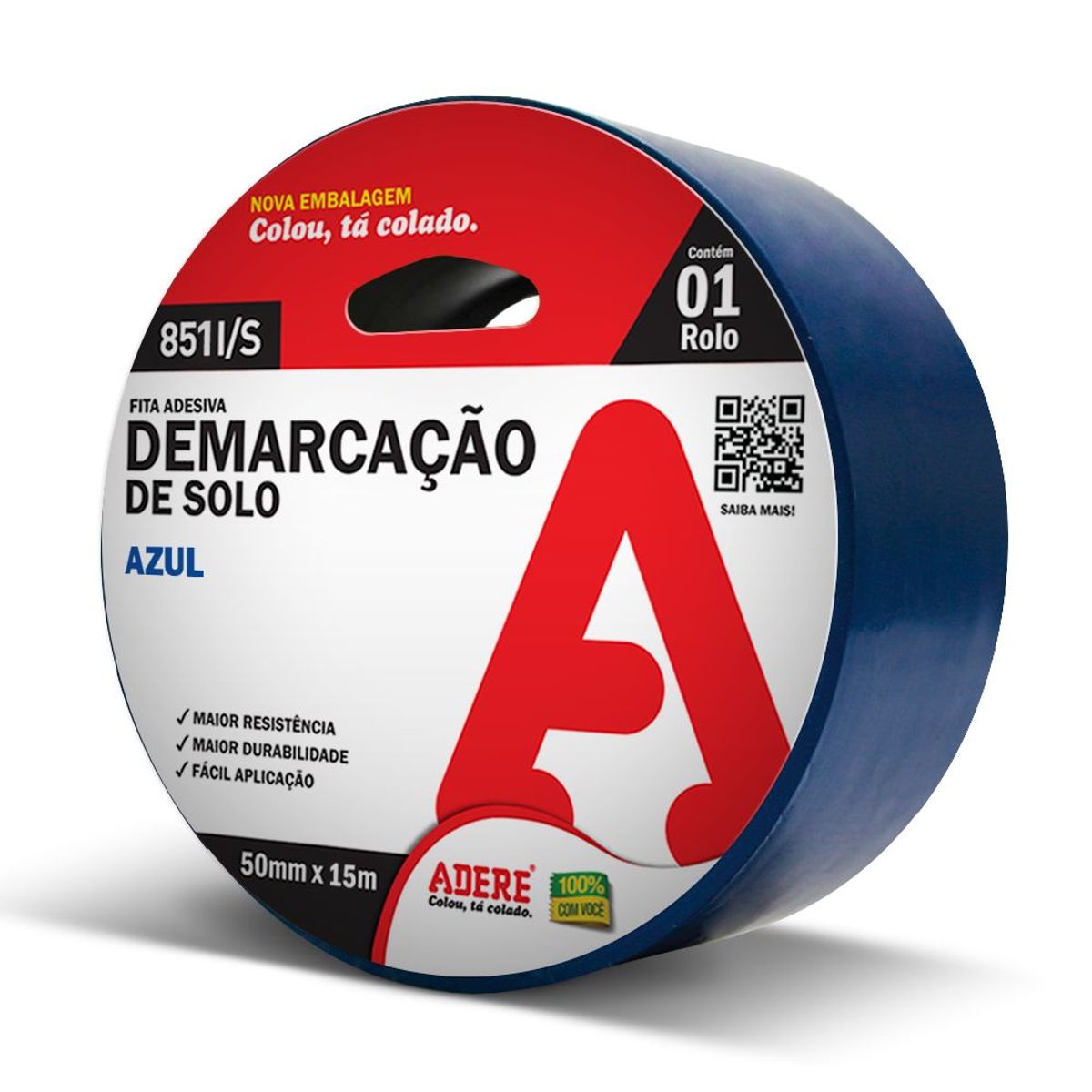 Fita Demarcacao de Solo 50mmx15m Azul, marca Adere - Foto Principal